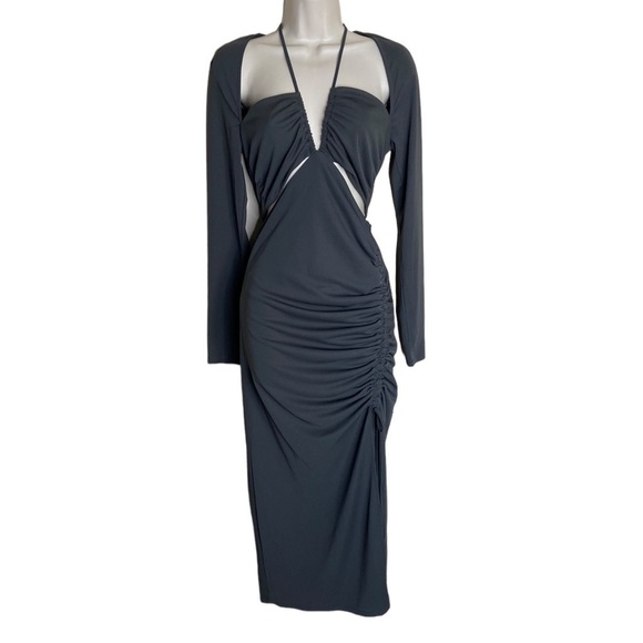 NWT Nicholas Alexa Midi Dress in Charcoal size 6 cutout contemporary - Picture 2 of 7